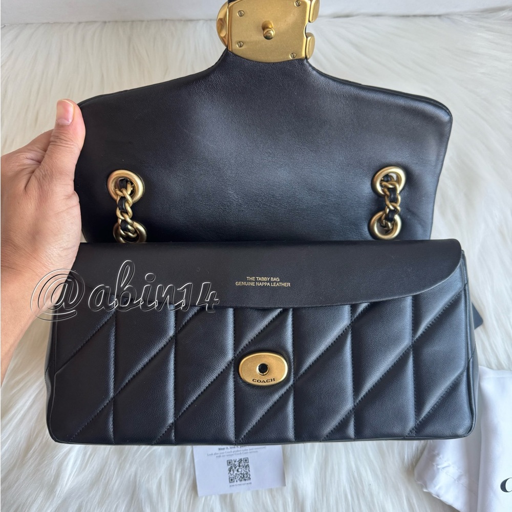 Coach Black Leather Tabby 26 with Pillow Quilting Shoulder Crossbody Bag - Picture 3 of 10